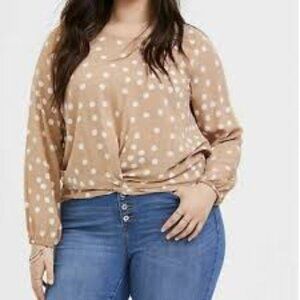 Torrid Beige Polka Dot Blouse